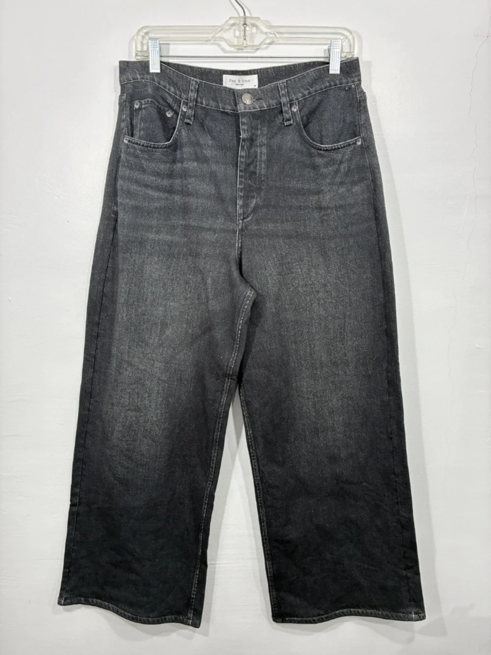 Rag & Bone Miramar Andi Wide Leg French Terry Sweatpant Jeans 27 Faded Black - Picture 5 of 12